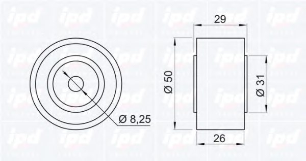 IPD 15-0843 Deflection/Guide Pulley, v-ribbed belt